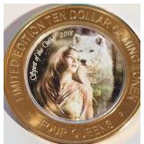 4 QUEENS CASINO - $10 .999 SILVER TOKEN (8)