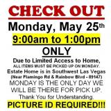 AUCTION PICK UP DAY & HOURS (9AM-1PM ONLY)