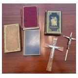 J1 - FOUR VINTAGE HARDBOUND BOOKS, CRUCIFIX (L14)