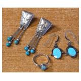 .925 STERLING SILVER EARRINGS & RING (50)