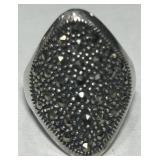 STERLING SILVER MARCASITE RING 5.40GRS