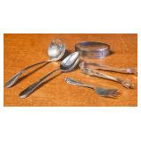 VINTAGE STERLING SPOONS, FORK, TONGS 90 GRAMS (81)