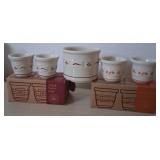 J1 - LONGABERGER POTTERY VOTIVE CUPS & SALT CROCK