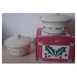 J1 - TWO LONGABERGER POTTERY COVERED BOWLS