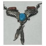 STERLING SILVER 18INCH TURQUOISE NECKLACE 7.40GRS
