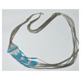 STERLING SILVER TURQUOISE 24INCH NECKLACE 30GRS