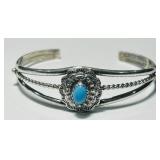 STERLING SILVER TURQUOISE CUFF BRACELET 11.50GRS
