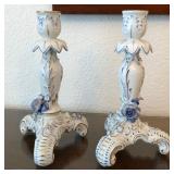 J1 - PAIR OF GERMAN PORCELAIN CANDLESTICKS (D37)