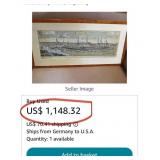 J5 - FRAMED VINTAGE HAMBURG CITYSCAPE PRINT