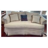 J5 - ETHAN ALLEN PLUSH WHITE LOVESEAT WITH PILLOWS