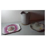 J2 - STONEWARE PITCHER & VINTAGE PLATES