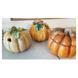 J2 - THREE CERAMIC PUMPKINS (L17)