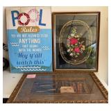 J2 - TWO PIECES FRAMED ART & POOL RULES PLAQUE