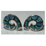 STERLING SILVER OPAL INLAY EARRINGS 3.80GRS