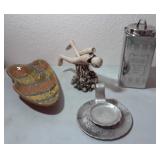 J2 - CERAMIC ASHTRAY, FIGURINE, SUGAR CANISTER