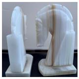 J2 - CARVED STONE HORSE HEAD BOOKENDS (W7)