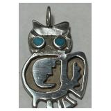 STERLING SILVER OWL TURQUOISE PENDANT 4.00GRS