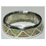 STERLING SILVER OPAL INLAY RING 4.80GRS