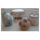 J2 - FOUR DECORATIVE VINTAGE KITCHEN JARS (R21)