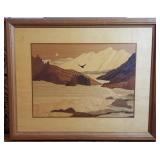 J2 - JEFF NELSON WOOD MARQUETRY ART WORK FRAMED