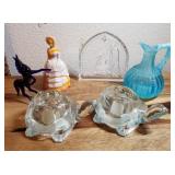 J2 - TURTLE CANDLE HOLDERS, PITCHER & FIGURINES