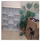 J2 - WHITE SHELF UNIT, FAUX PLANT, MORE (R67)