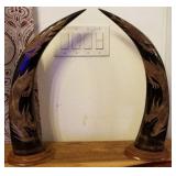 J2 - HAND-CARVED WATER BUFFALO HORNS (L55)