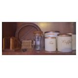 J2 - CANISTER SET, ROUND TRAY, NAPKIN HOLDER, JAR