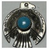 STERLING SILVER TURUOISE PIN  3.00GRS