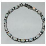 STERLING SILVER 7INCH OPAL BRACELET 14.30GRS