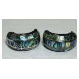 STERLING SILVER ABELONE EARRINGS 8.40GRS