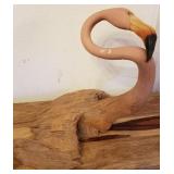 J2 - RICK CAIN CARVED DRIFTWOOD FLAMINGO (L69)