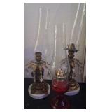 J2 - THREE ANTIQUE OIL LAMPS (N18)