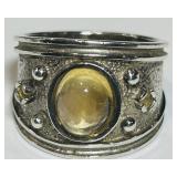 STERLING SILVER YELLOW GEMSTONE RING 10.5 GRS