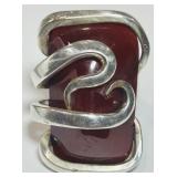SIGNED STERLING SILVER  LARGE CARNELIAN