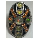 STERLING SILVER OPAL /ORANGE GEMSTONE RING 10GRS