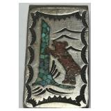 STERLING SILVER TURQUOISE/CORAL MONEY CLIP 28.9 GS