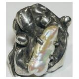 STERLING SILVER BAROQUE FRESHWATER PEARL RING