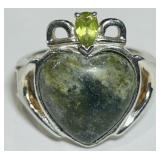 STERLING SILVER IRELAND MARBLE HEART RING 7.2 GRS