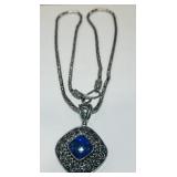 BA SUARTI STERLING SILVER LAPIS PENDANT WITH