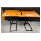 11 - INDUSTRIAL STYLE WOOD & METAL SIDE TABLES