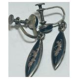 STERLING SILVER ENAMEL EARRINGS 5.1 GRS