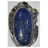 VERY LARGE STERLING SILVER LAPIS  PENDANT 30.6GRS