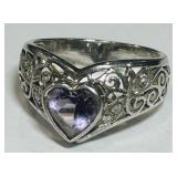 STERLING SILVER AMETHYST RING 3.80GRS