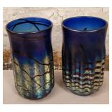 11 - TWO BLUE GLASS TUMBLERS (H6)