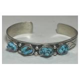 STERLING SILVER TURQUOISR CUFF BRACELET 20.7 GRS