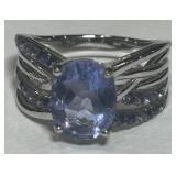 STERLING SILVER GEMSTONE RING 5.2 GRS