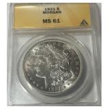 1921 MORGAN SILVER DOLLAR MS61