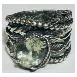 STERLING SILVER RING WITH GEMSTONE 7.90GRS