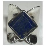 STERLING SILVER LAPIS LAZULI RING 9.10GRS
